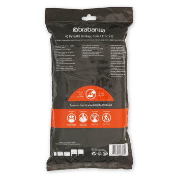 Торба за кош Brabantia PerfectFit NewIcon/Bo размер X, 10-12L, 40 броя, пакет