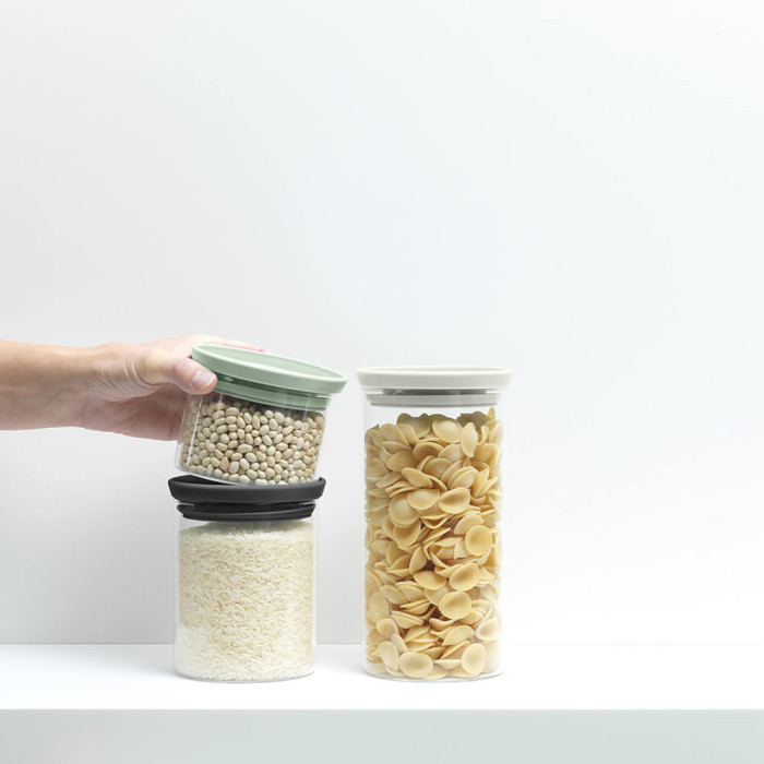 Буркани комплект Brabantia Stackable 0.3L+0.6L+1.1L, Light Grey/Dark Grey/Jade Green, 3 броя - Кухня