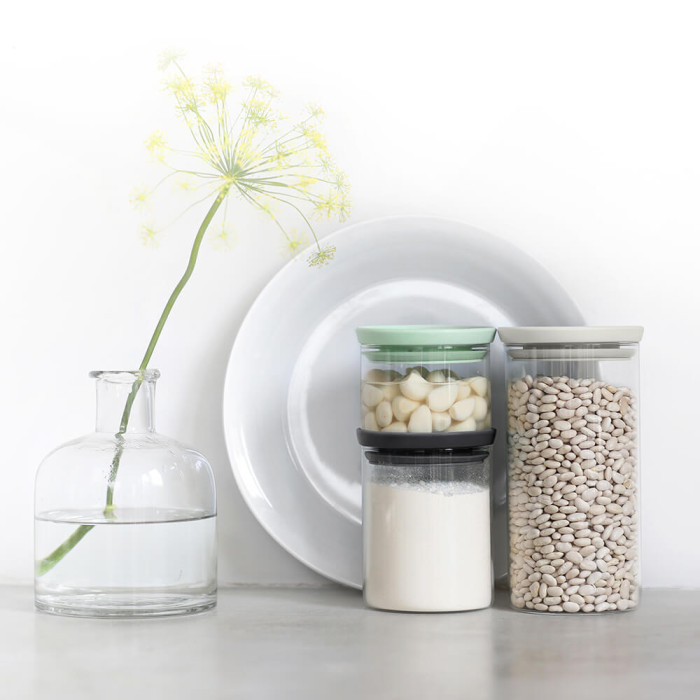 Буркани комплект Brabantia Stackable 0.3L+0.6L+1.1L, Light Grey/Dark Grey/Jade Green, 3 броя - Кухня