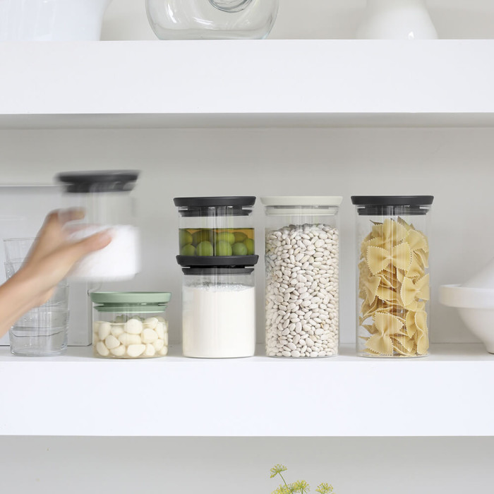 Буркани комплект Brabantia Stackable 0.3L+0.6L+1.1L, Light Grey/Dark Grey/Jade Green, 3 броя - Кухня