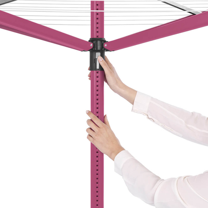 Външен простор Brabantia Lift-O-Matic 50m, метален шип за вкопаване, калъф и торба с щипки, Spring Pink - Баня и почистване
