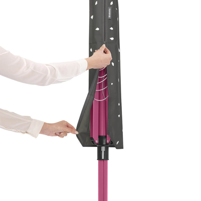 Външен простор Brabantia Lift-O-Matic 50m, метален шип за вкопаване, калъф и торба с щипки, Spring Pink - Баня и почистване