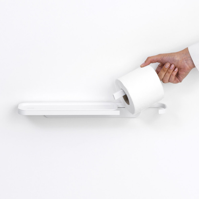 Държач за тоалетна хартия с рафт Brabantia MindSet Mineral Fresh White - Баня и почистване