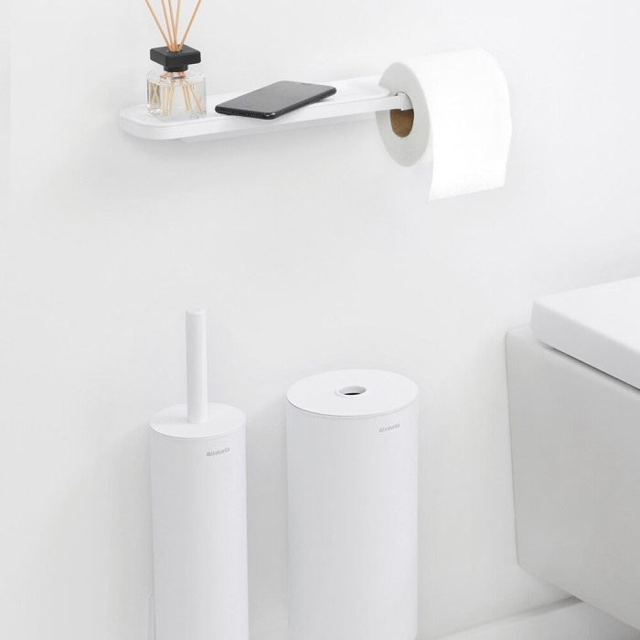 Държач за тоалетна хартия с рафт Brabantia MindSet Mineral Fresh White - Баня и почистване