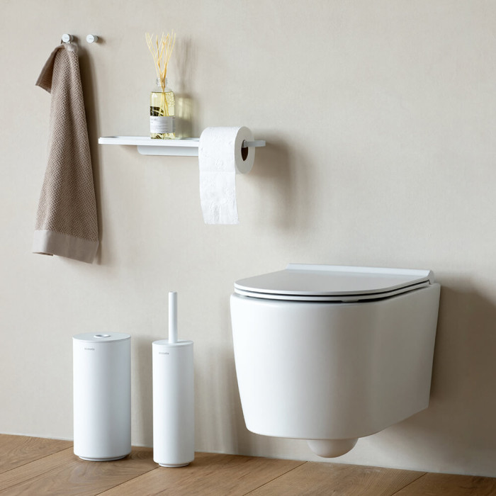 Държач за тоалетна хартия с рафт Brabantia MindSet Mineral Fresh White - Баня и почистване