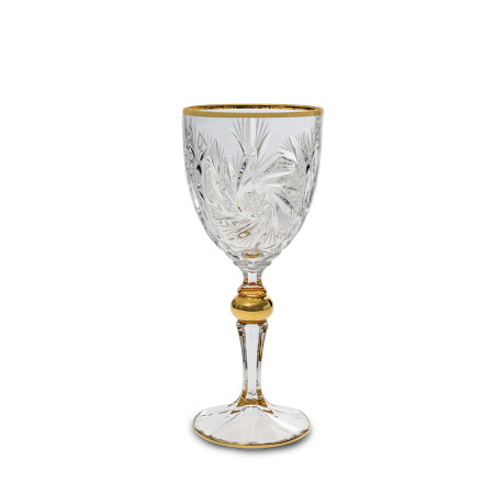 Чаша за вино Bohemia 1845 Pinwheel Matt Cut and Gold 260ml, 6 броя