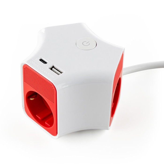Разклонител с ключ, 3 гнезда, +2X USB порта тип А+C Разклонител с ключ, 3 гнезда, +2X USB порта тип А+C - Електроуреди