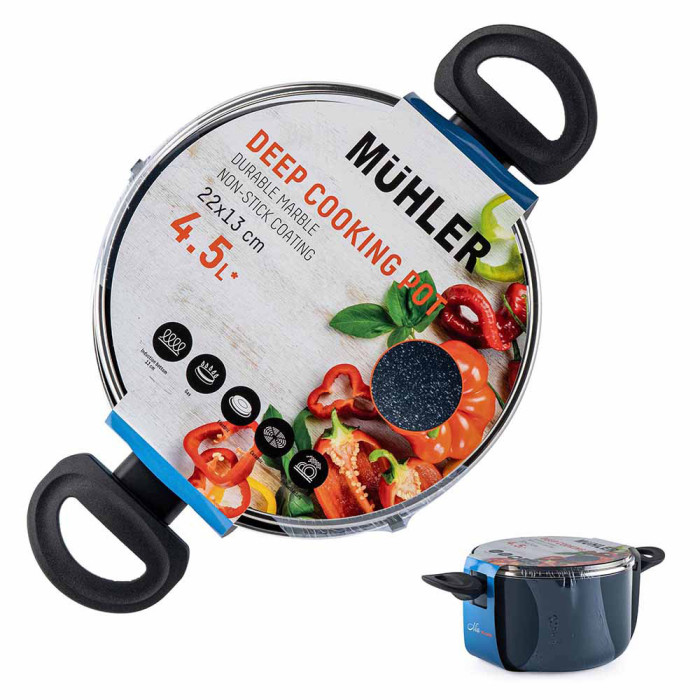 Тенджера дълбока Muhler Nia MR-2245D 22x13cm, 4.5L Тенджера дълбока Muhler Nia MR-2245D 22x13cm, 4.5L - Кухня