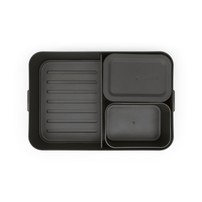 Кутия за обяд Brabantia Make&Take 2L, Dark Grey, с разделители Кутия за обяд Brabantia Make&Take 2L, Dark Grey, с разделители - Кухня