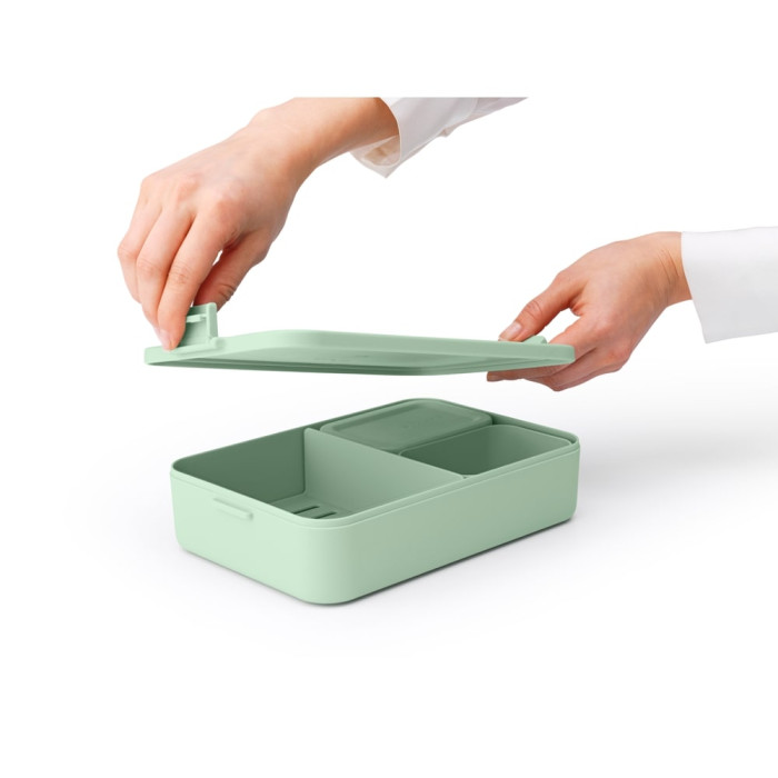 Кутия за обяд Brabantia Make&Take 2L, Jade Green, с разделители Кутия за обяд Brabantia Make&Take 2L, Jade Green, с разделители - Кухня