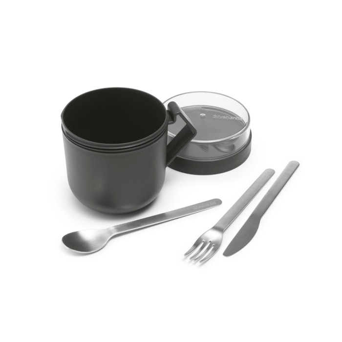 Чаша с капак Brabantia Make&Take 600ml, Dark Grey Чаша с капак Brabantia Make&Take 600ml, Dark Grey - Кухня