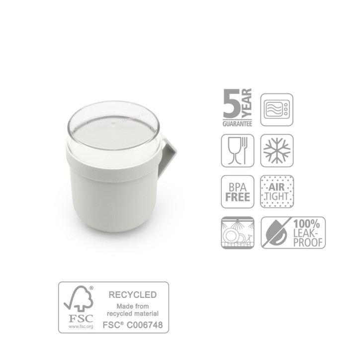 Чаша с капак Brabantia Make&Take 600ml, Light Grey Чаша с капак Brabantia Make&Take 600ml, Light Grey - Кухня