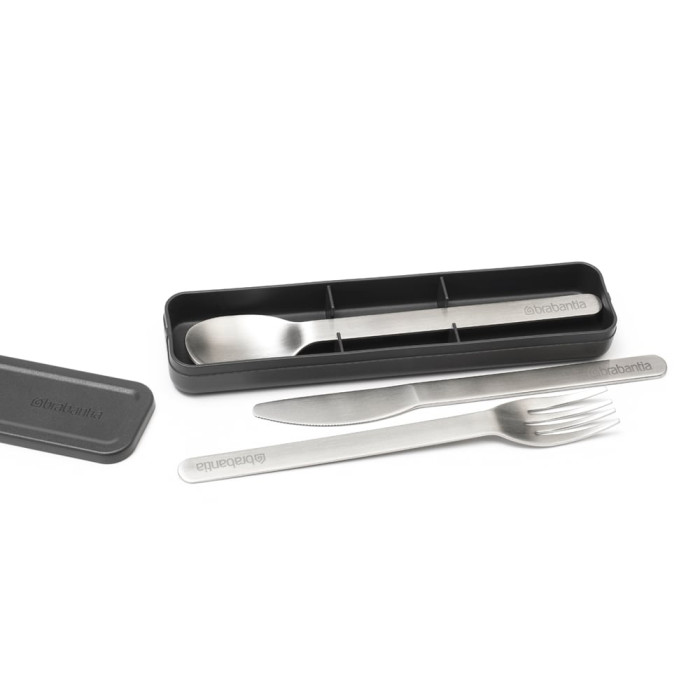 Комплект прибори за хранене Brabantia Make&Take 3 части, Dark Grey Комплект прибори за хранене Brabantia Make&Take 3 части, Dark Grey - Кухня