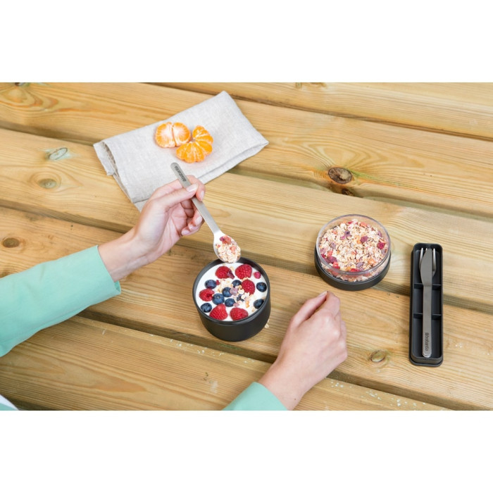 Комплект прибори за хранене Brabantia Make&Take 3 части, Dark Grey Комплект прибори за хранене Brabantia Make&Take 3 части, Dark Grey - Кухня