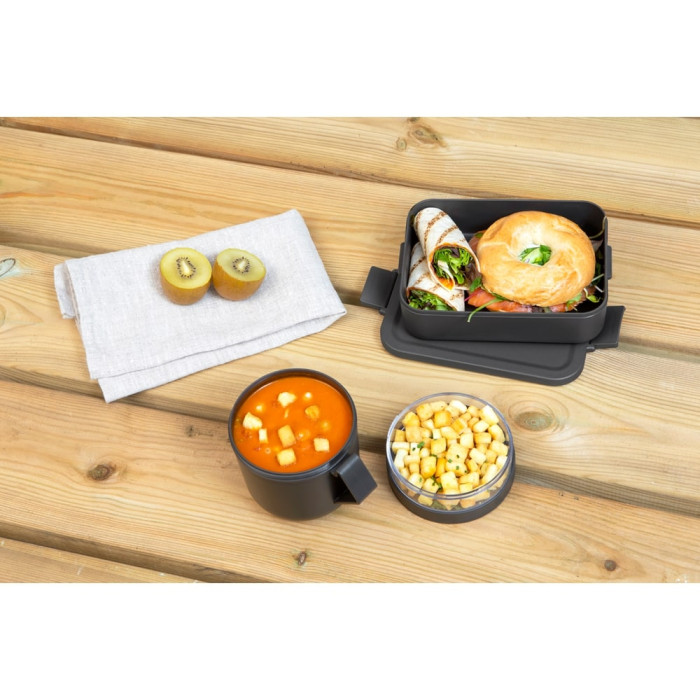 Комплект за обяд Brabantia Make&Take 2 части, Dark Grey, чаша и кутия Комплект за обяд Brabantia Make&Take 2 части, Dark Grey, чаша и кутия - Кухня
