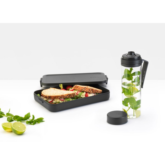 Комплект за обяд Brabantia Make&Take 2 части, Dark Grey, бутилка и кутия Комплект за обяд Brabantia Make&Take 2 части, Dark Grey, бутилка и кутия - Кухня
