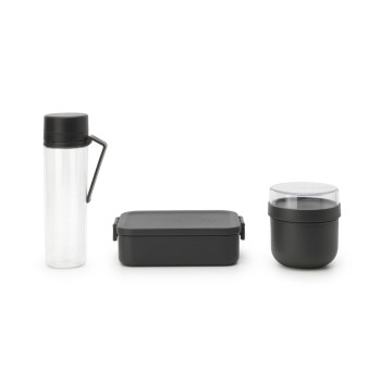 Комплект за закуска Brabantia Make&Take 3 части, Dark Grey, бутилка, купа, кутия