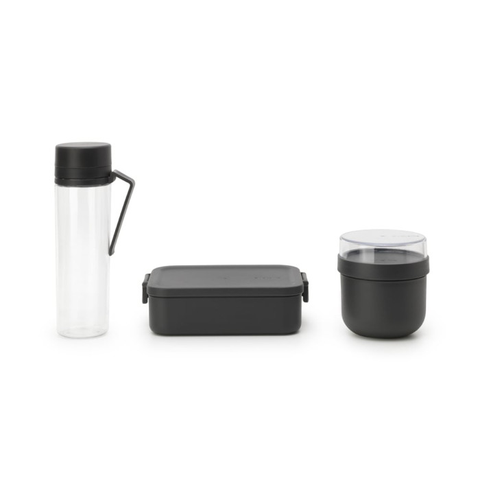Комплект за закуска Brabantia Make&Take 3 части, Dark Grey, бутилка,купа,кутия Комплект за закуска Brabantia Make&Take 3 части, Dark Grey, бутилка,купа,кутия - Кухня