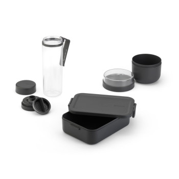 Комплект за закуска Brabantia Make&Take 3 части, Dark Grey, бутилка, купа, кутия