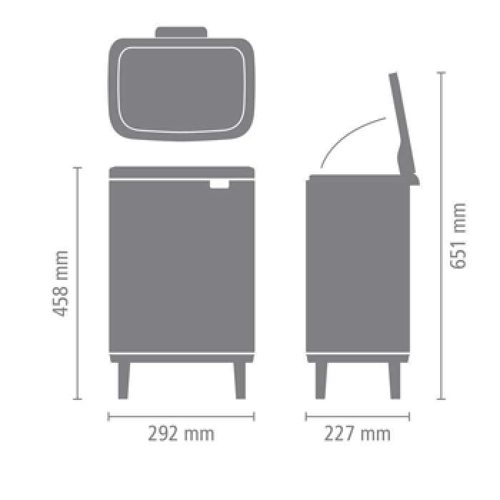 Кош за смет Brabantia Bo Small Hi 12L, Matt Black Кош за смет Brabantia Bo Small Hi 12L, Matt Black - Баня и почистване