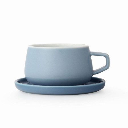 Чаша за чай с подложна чинийка VIVA Classic Hazy Blue 250ml,  порцелан
