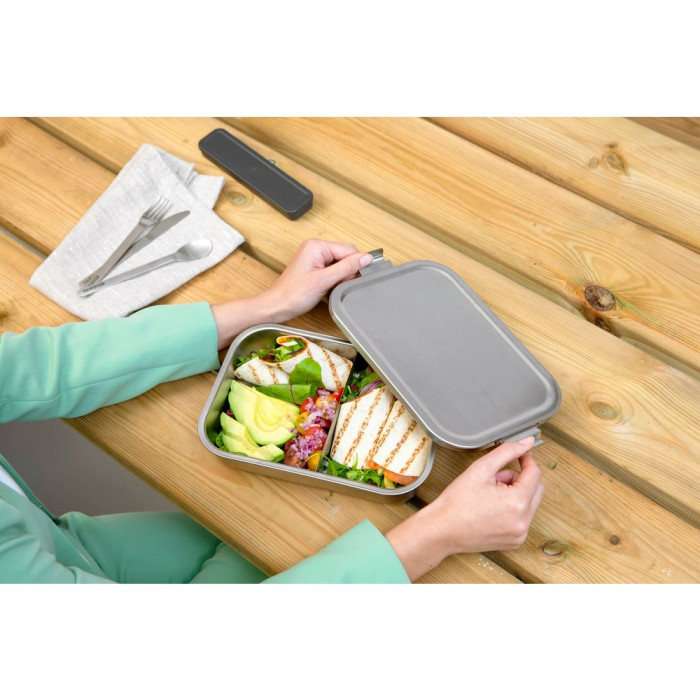 Кутия за обяд Brabantia Make&Take 2L, Matt Steel, с разделители Кутия за обяд Brabantia Make&Take 2L, Matt Steel, с разделители - Кухня