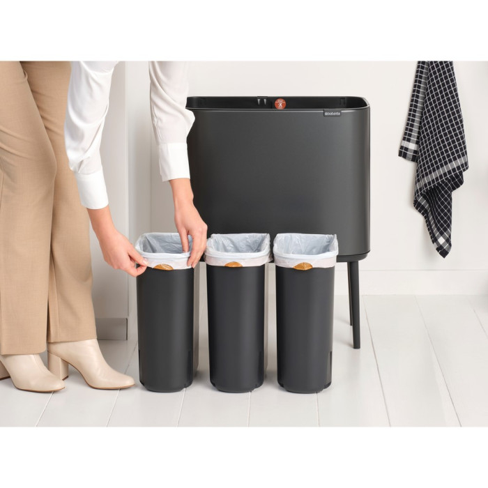 Кош за смет Brabantia Bo Touch 3x11L, Confident Grey - Баня и почистване