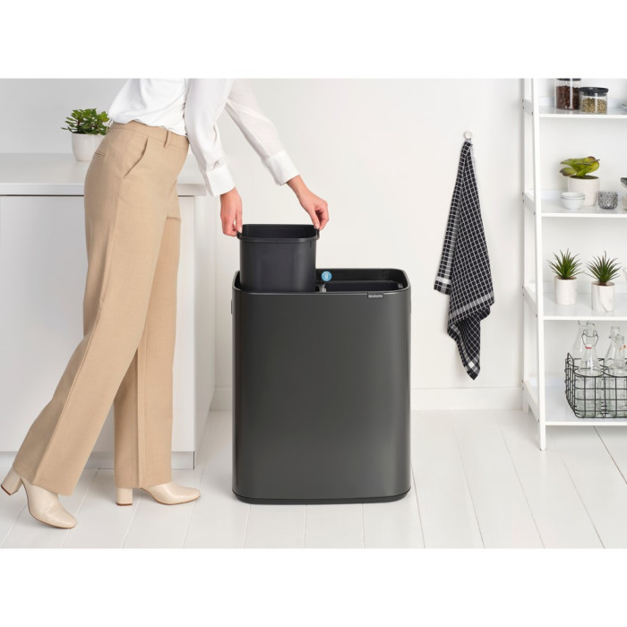 Кош за смет Brabantia Bo Touch 2x30L, Confident Grey - Баня и почистване