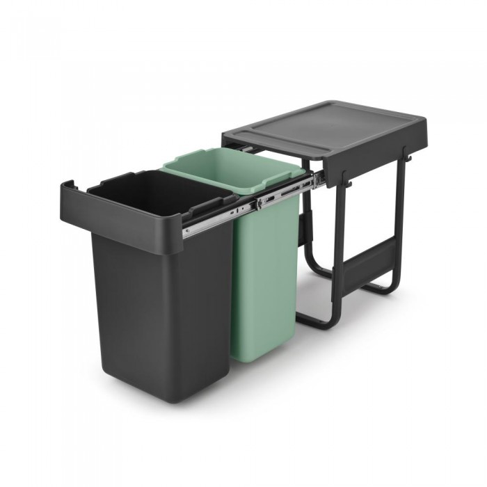 Кош за смет за разделно събиране Brabantia Sort&Go 2x15L, Dark Grey & Jade Green Кош за смет за разделно събиране Brabantia Sort&Go 2x15L, Dark Grey & Jade Green - Баня и почистване