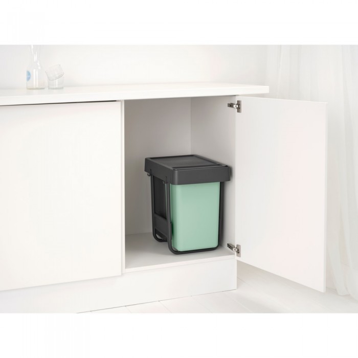 Кош за смет за разделно събиране Brabantia Sort&Go 2x15L, Dark Grey & Jade Green - Баня и почистване
