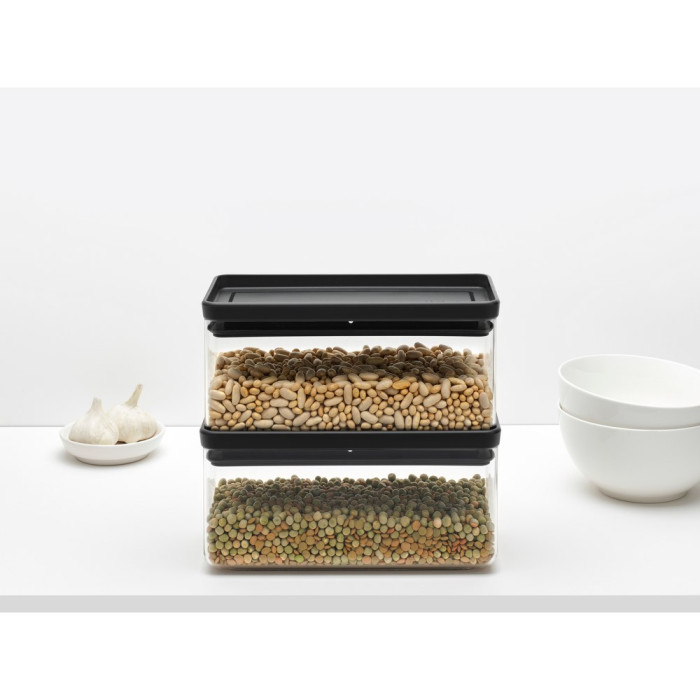 Кутия за съхранение на продукти Brabantia Tasty+ Stackable 1.5L, Dark Grey - Кухня