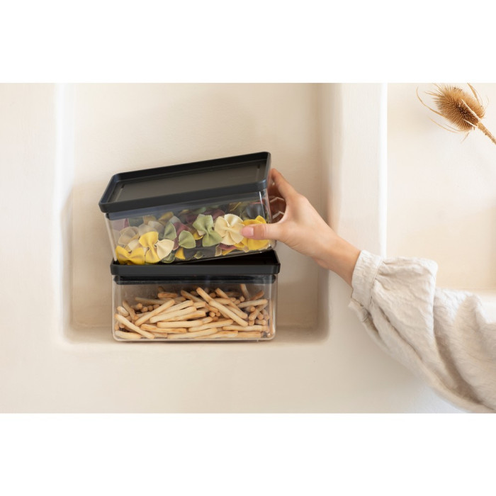 Кутия за съхранение на продукти Brabantia Tasty+ Stackable 1.5L, Dark Grey - Кухня