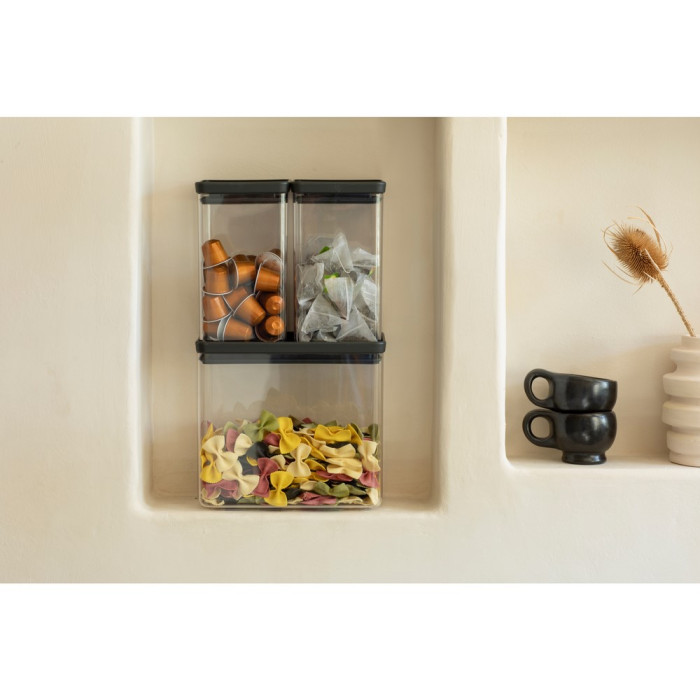 Кутии за съхранение на продукти комплект Brabantia Tasty+ Stackable 2x1.6L+1x3.5L Dark Grey - Кухня