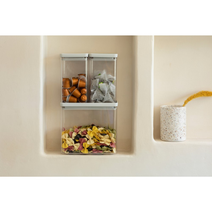 Кутии за съхранение на продукти комплект Brabantia Tasty+ Stackable 2x1.6L+1x3.5L Light Grey - Кухня