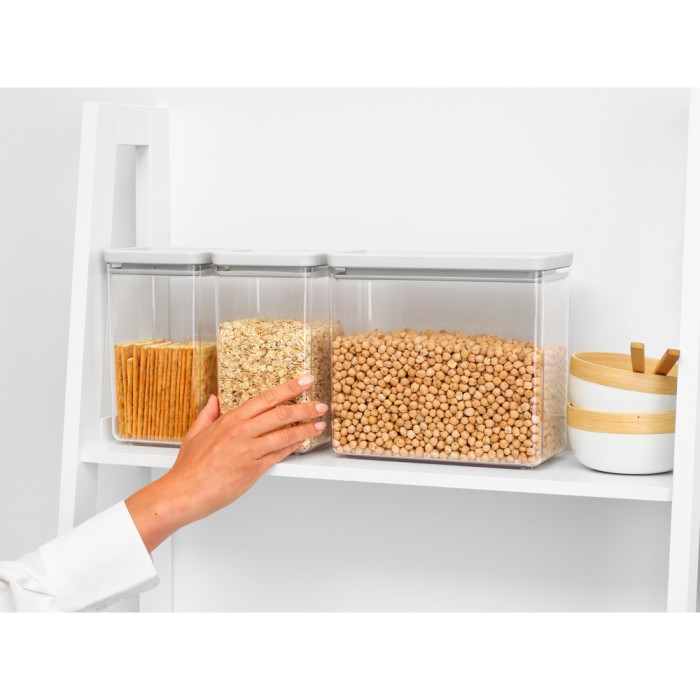Кутии за съхранение на продукти комплект Brabantia Tasty+ Stackable 2x1.6L+1x3.5L Light Grey - Кухня