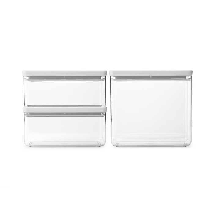 Кутии за съхранение на продукти комплект Brabantia Tasty+ Stackable 2x1.5L+1x3.5L Light Grey Кутии за съхранение на продукти комплект Brabantia Tasty+ Stackable 2x1.5L+1x3.5L Light Grey - Кухня