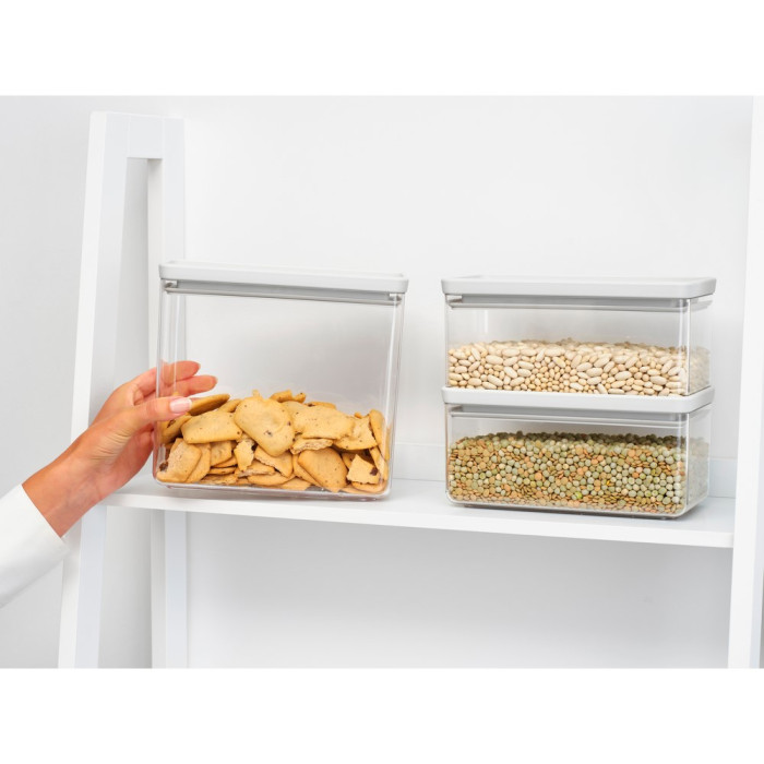 Кутии за съхранение на продукти комплект Brabantia Tasty+ Stackable 2x1.5L+1x3.5L Light Grey - Кухня