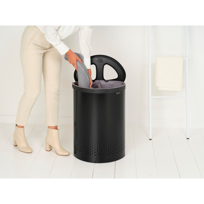 Кош за пране Brabantia Selector 55L, Matt Black, пластмасов капак - Баня и почистване