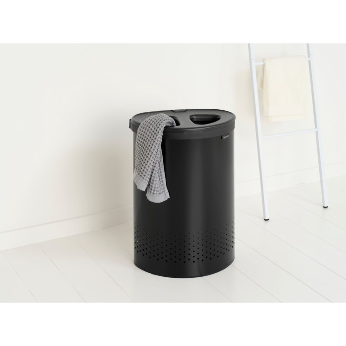 Кош за пране Brabantia Selector 55L, Matt Black, пластмасов капак - Баня и почистване