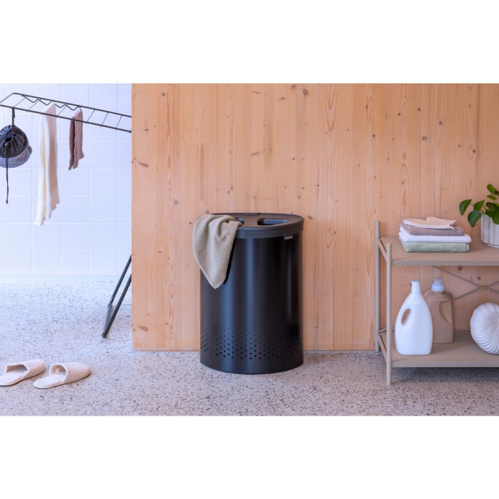Кош за пране Brabantia Selector 55L, Matt Black, пластмасов капак - Баня и почистване