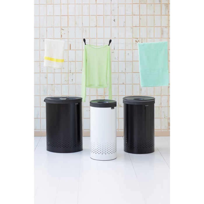 Кош за пране Brabantia 60L, Matt Black, пластмасов капак - Баня и почистване