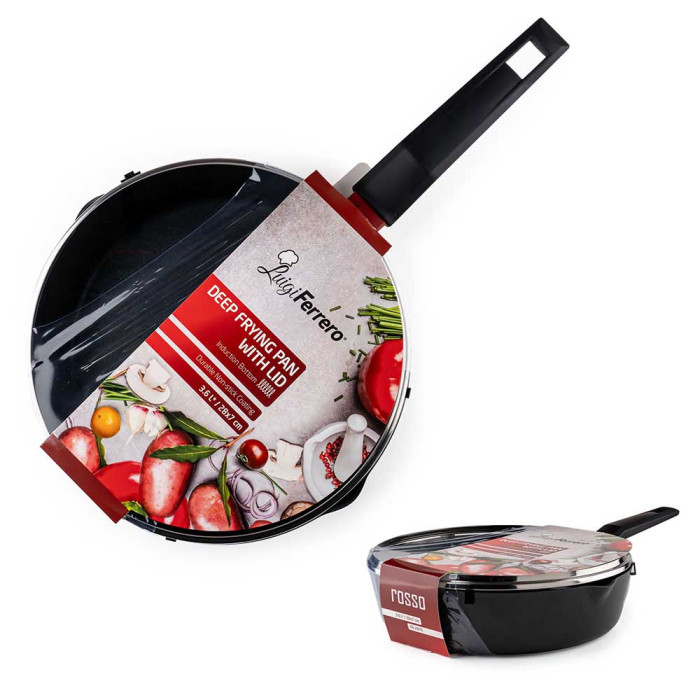 Тиган дълбок с капак Luigi Ferrero Rosso FR-2870 28x7cm, 3.6L Тиган дълбок с капак Luigi Ferrero Rosso FR-2870 28x7cm, 3.6L - Кухня