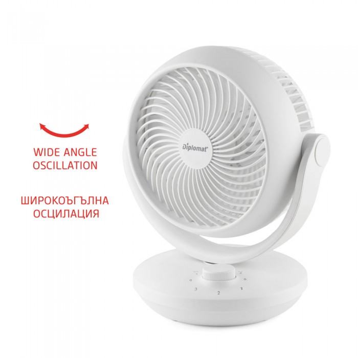 Вентилатор настолен 8'' Diplomat DFX-636, 50W, 3D циркулация, механично управление