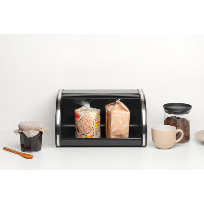 Кутия за хляб Brabantia Roll Top, Matt Black, средна - Кухня