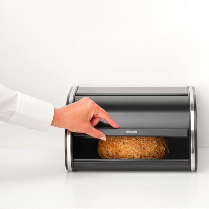 Кутия за хляб Brabantia Roll Top, Matt Black, средна - Кухня