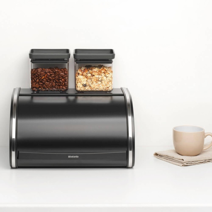 Кутия за хляб Brabantia Roll Top, Matt Black, средна - Кухня