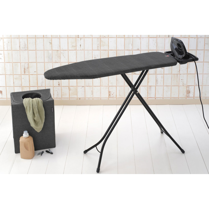 Маса за гладене Brabantia B 124x38cm с масивна поставка за ютия, Denim Black - Баня и почистване