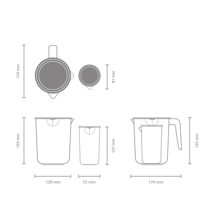 Комплект мерителни кани Brabantia Tasty+ Dark Grey 2 броя - Кухня