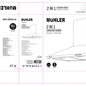 Абсорбатор Muhler AMK-955CH-W БЯЛ, коминен, декоративен, 301.5 м³/ч, 67W Абсорбатор Muhler AMK-955CH-W БЯЛ, коминен, декоративен, 301.5 м³/ч, 67W