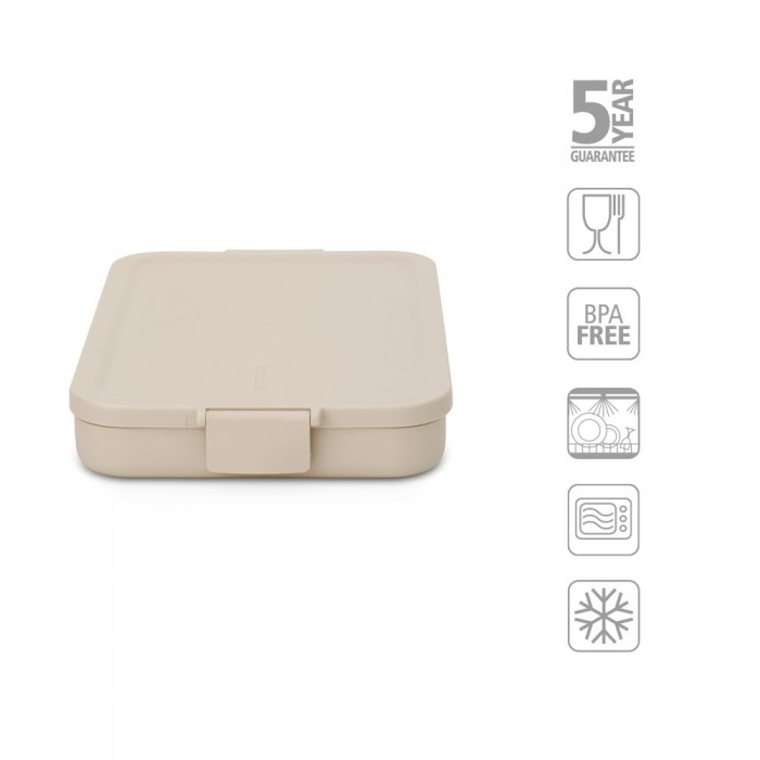 Кутия за обяд Brabantia Make&Take 1.1L, Soft Beige, плоска Кутия за обяд Brabantia Make&Take 1.1L, Soft Beige, плоска